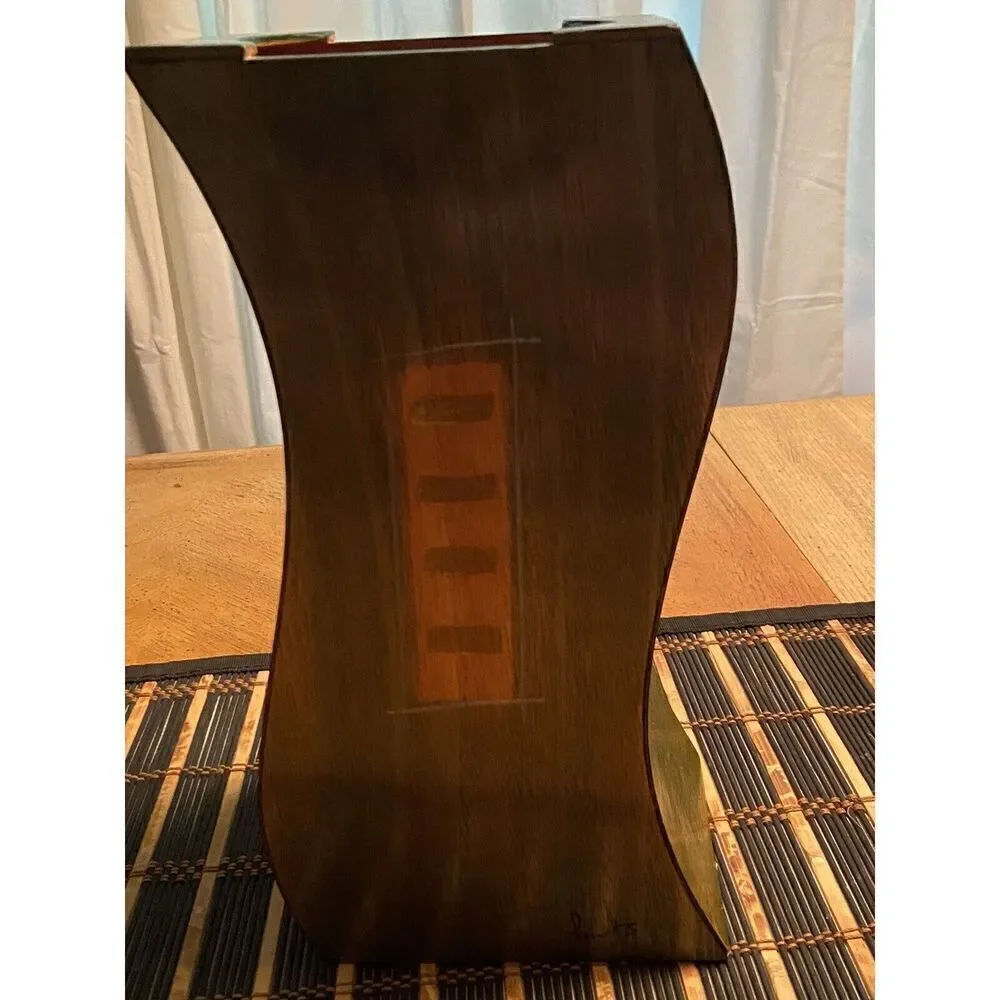 Kakadu‎ Art Israel Wood Vase Handpainted Signed Reut Shahar 12” Tall 4” By 4” - Picture 7 of 14